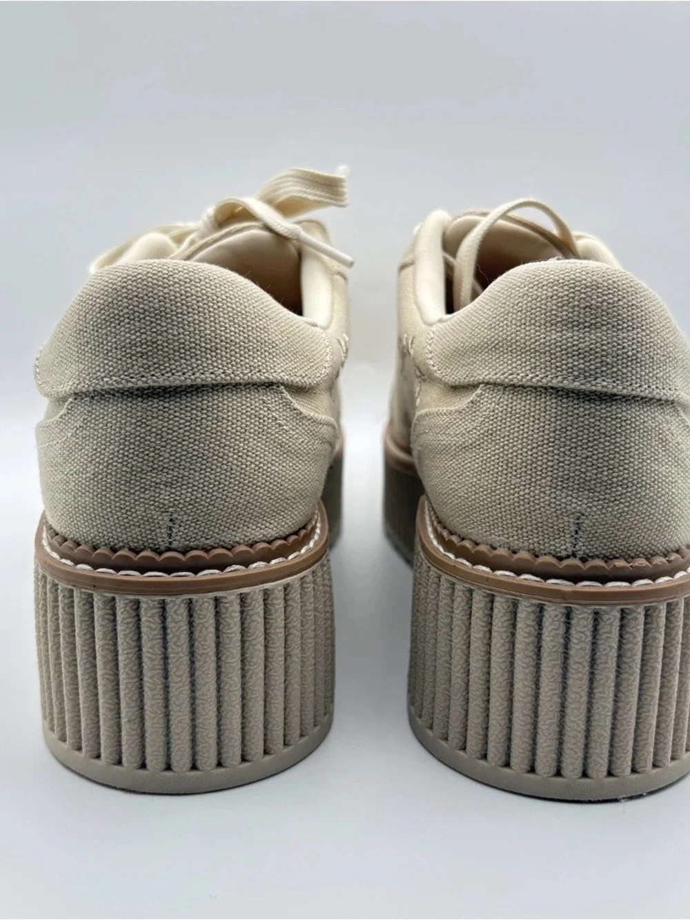 Dolce Vita Cream Canvas Platform Sneakers with Eyelet Details